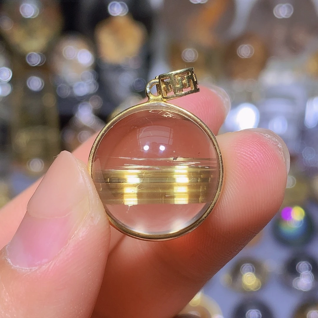 水晶珠宝半成品银S925镀金镶嵌吊坠