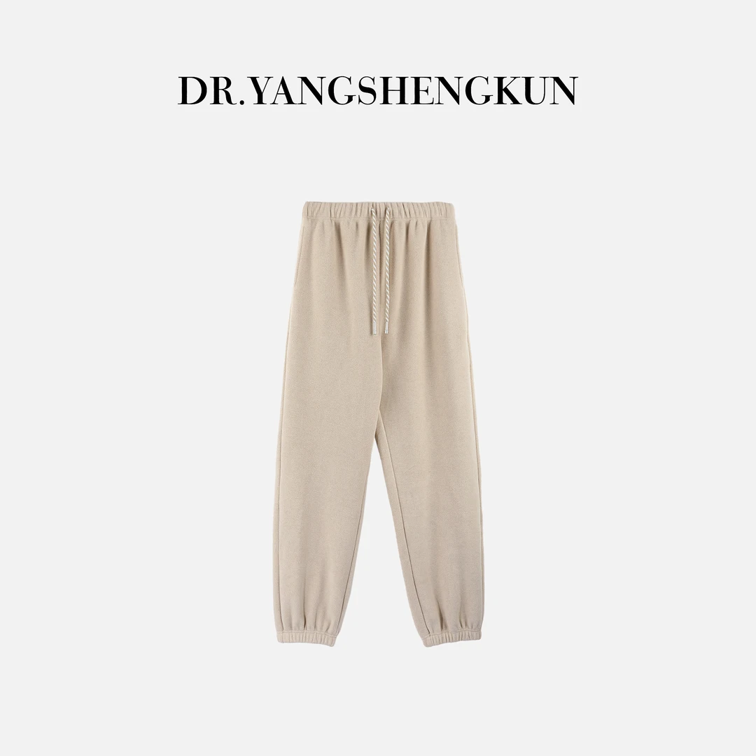 杨圣坤2025冬季新品蚕丝羊毛混纺加厚松紧腰束脚休闲裤S82510325