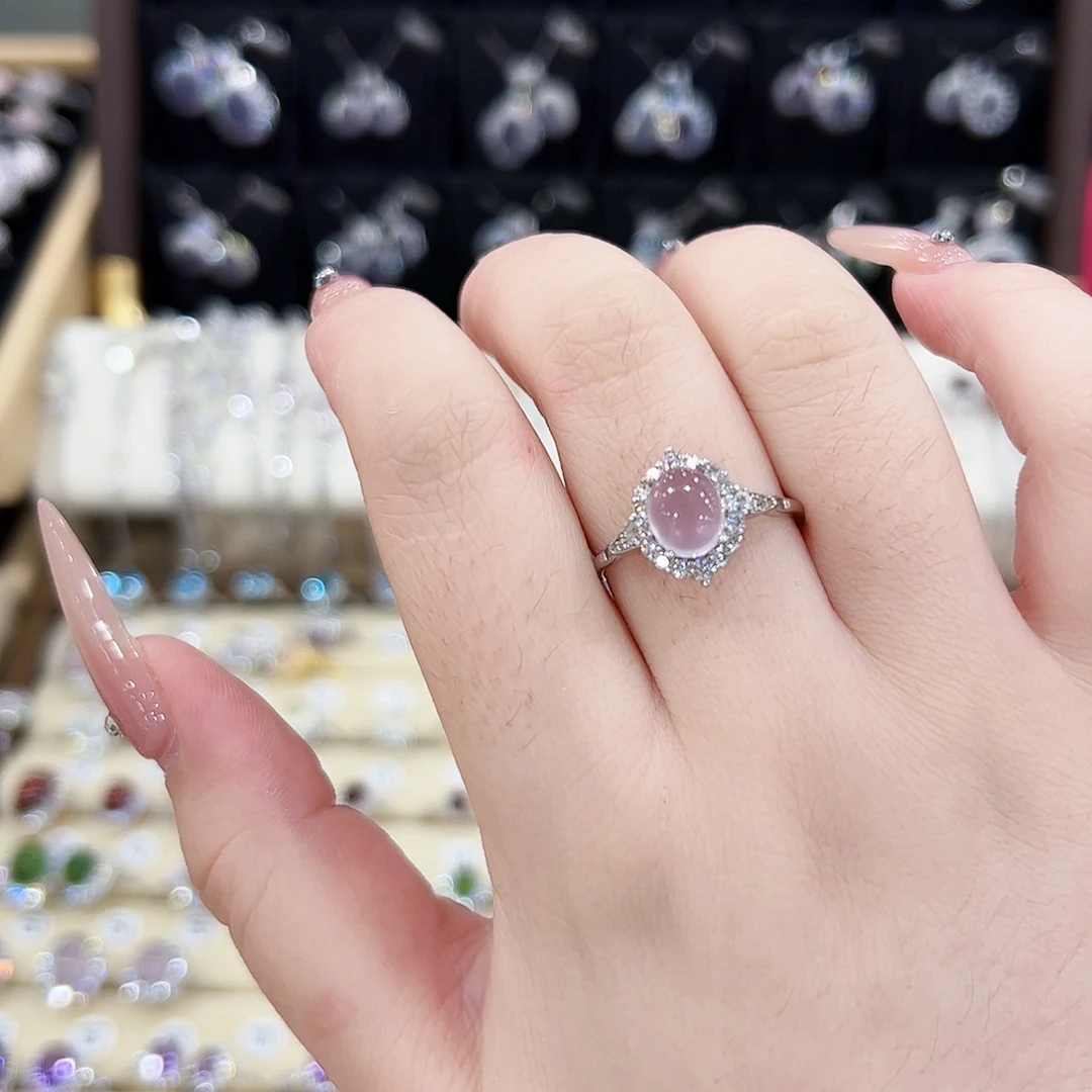 萤石戒指银S925镶嵌