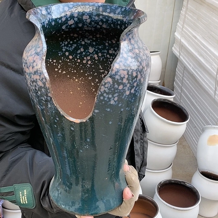 紫砂花盆瑕疵口16高30