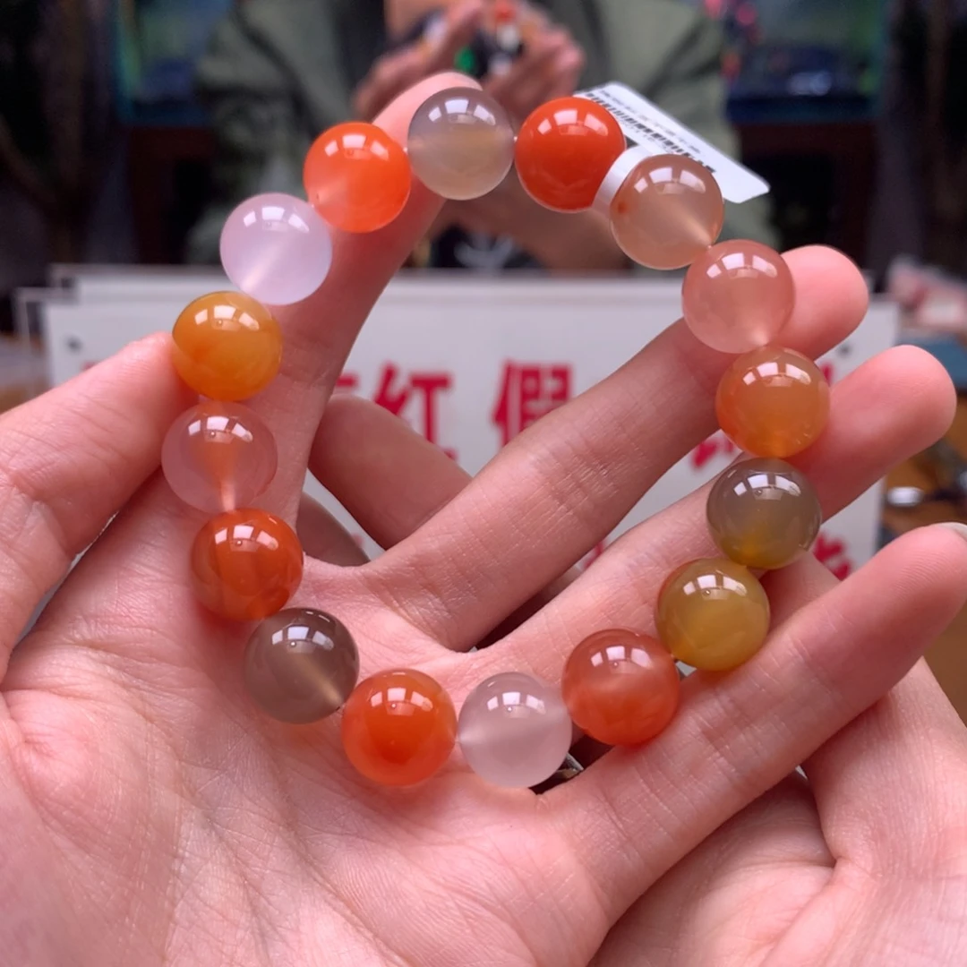 南红玛瑙手串未镶嵌多宝无裂13mm+