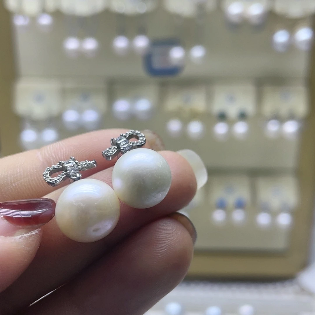 淡水珍珠耳饰银S925镶嵌