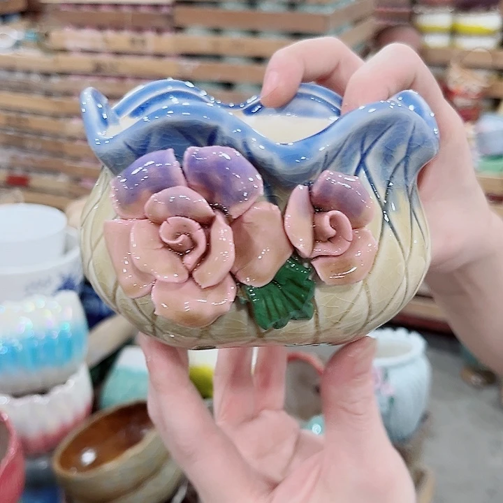 有孔.凑单10元陶瓷花盆发货！