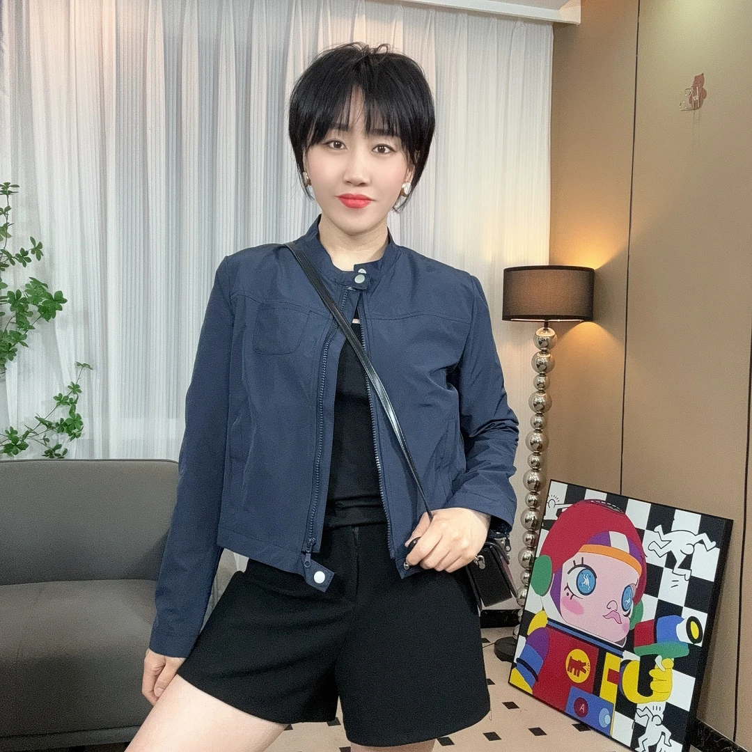 春夏新款简约立领洋气单层包边百搭短款休闲显瘦外套秋季