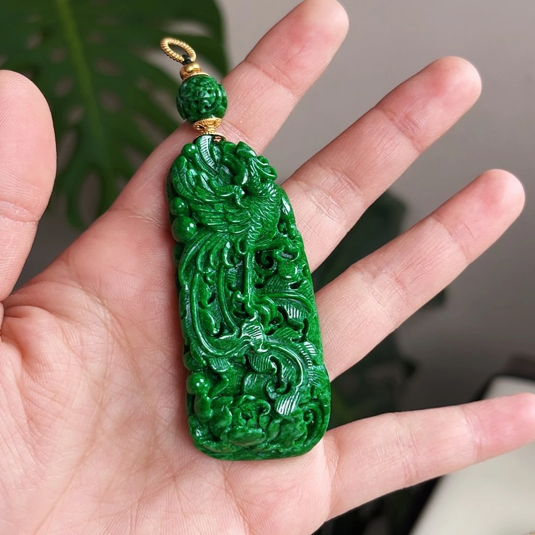 【闪购商品】翡翠吊坠(赠链)未镶嵌  凤凰牡丹