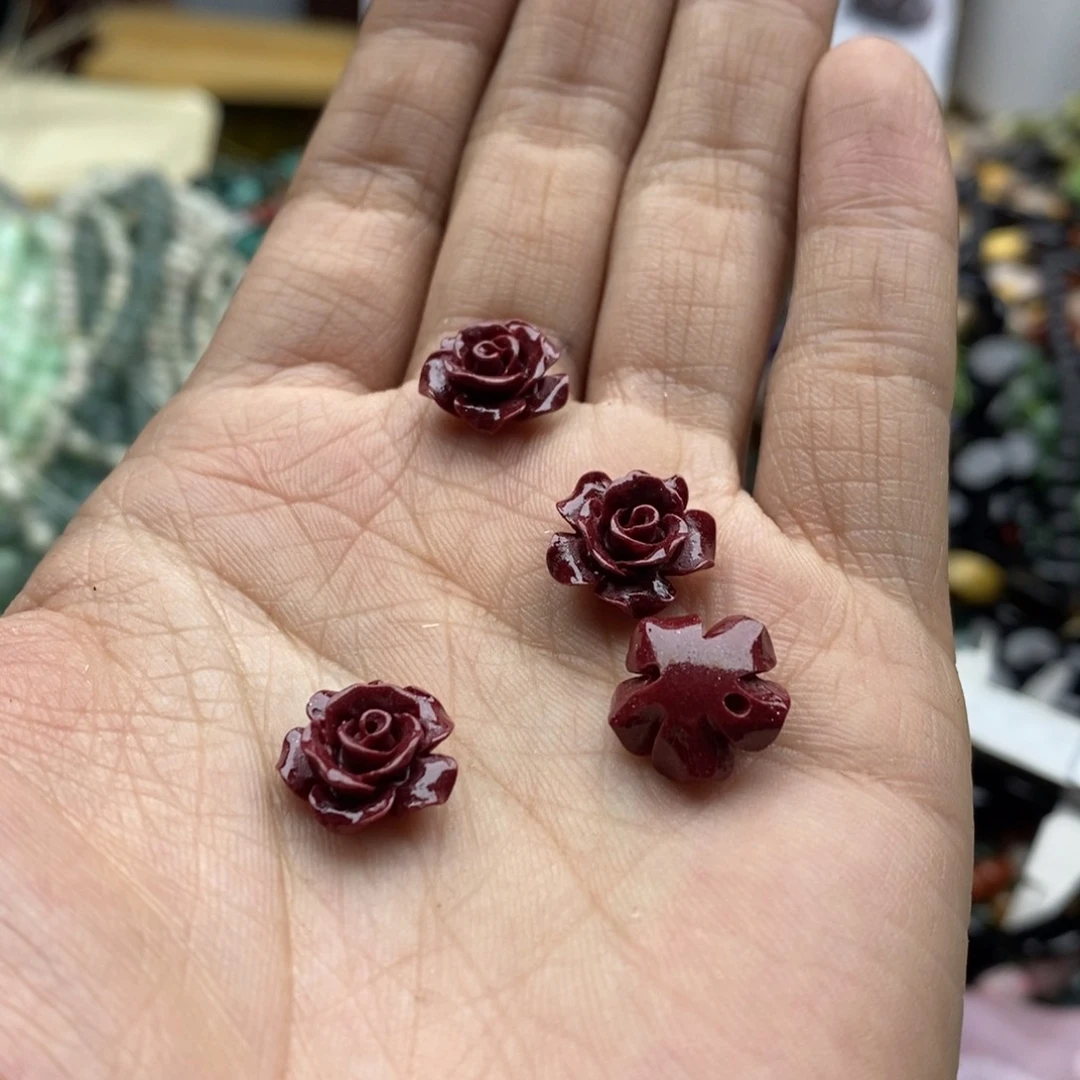 玛瑙/玉髓未镶嵌珠宝半成品四个13mm达标紫金.沙玫瑰花E40