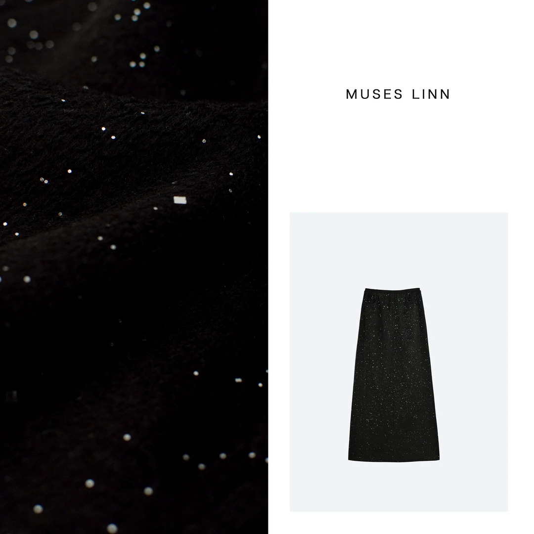 反季青仓【羊毛星星裙】松紧腰头半身裙小A字半身长裙M24BQ159