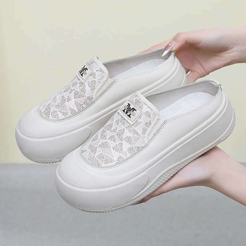 春季新款包头拖鞋时尚百搭英伦风小白鞋休闲女鞋小香风单鞋半拖鞋