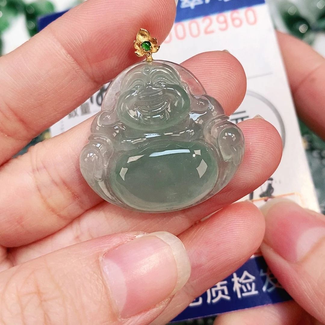 翡翠颈饰18K金镶嵌吊坠