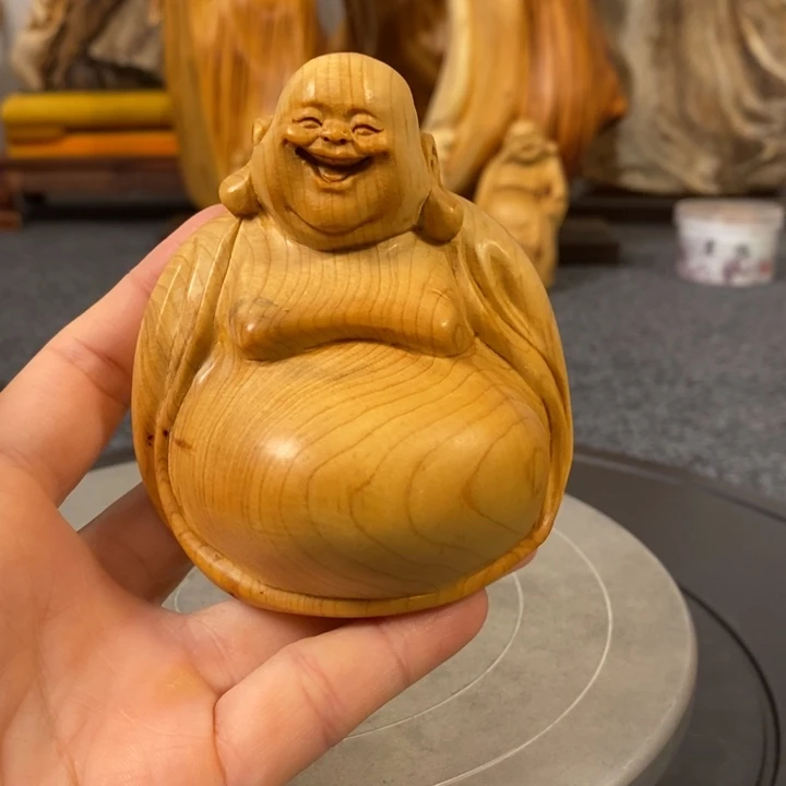 柏木（崖柏）崖柏弥勒佛摆件根雕工艺品