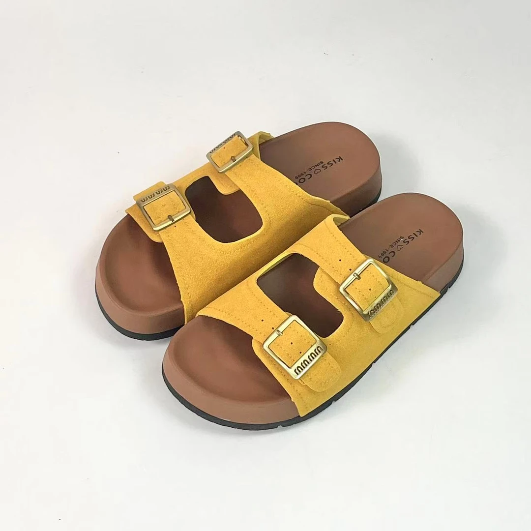 G CK 勃肯凉鞋低帮套脚圆头时装凉鞋少女风通用中跟女款舒适 8802