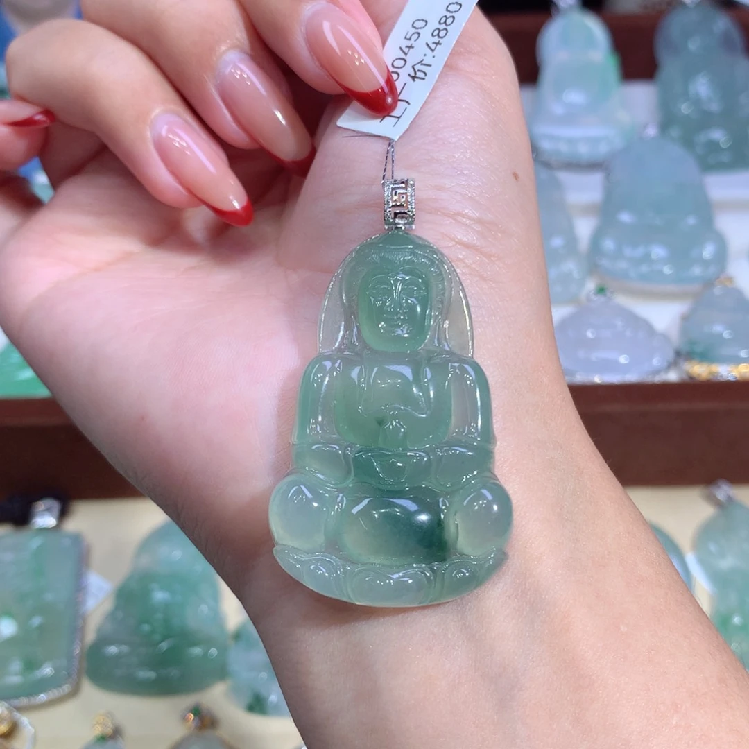 吊坠(不含链)18K金镶嵌翡翠