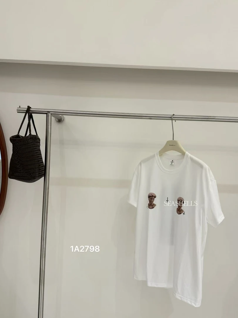 SEASHELLS（12798#福）印花文艺宽松短袖上衣（衣长71）