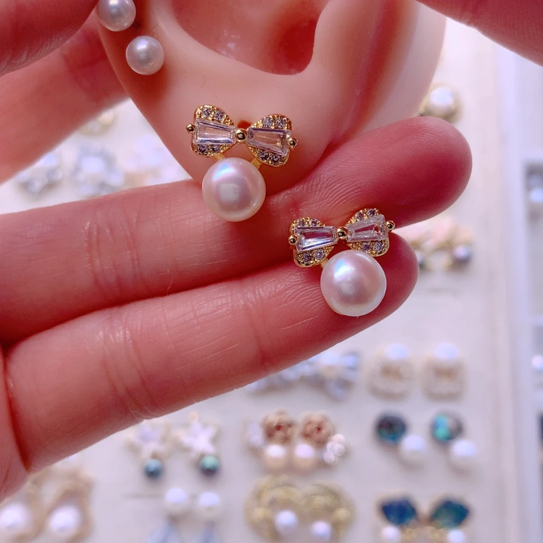 合金淡水珍珠耳饰