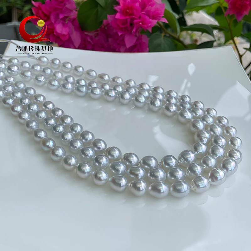 天然澳白珍珠项链极强冷蓝光南洋海水满珠串巴洛克水滴珍珠项链女