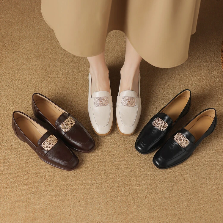 【MUUNIE】3.5cm,春季新款羊皮女鞋软皮软底百搭低跟透气真皮单鞋