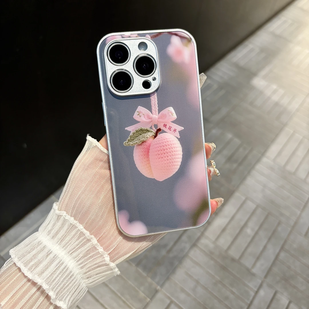 苹果/华为/oppo/vivo/小米 桃花开适用iPhone16肤感玻璃手机壳