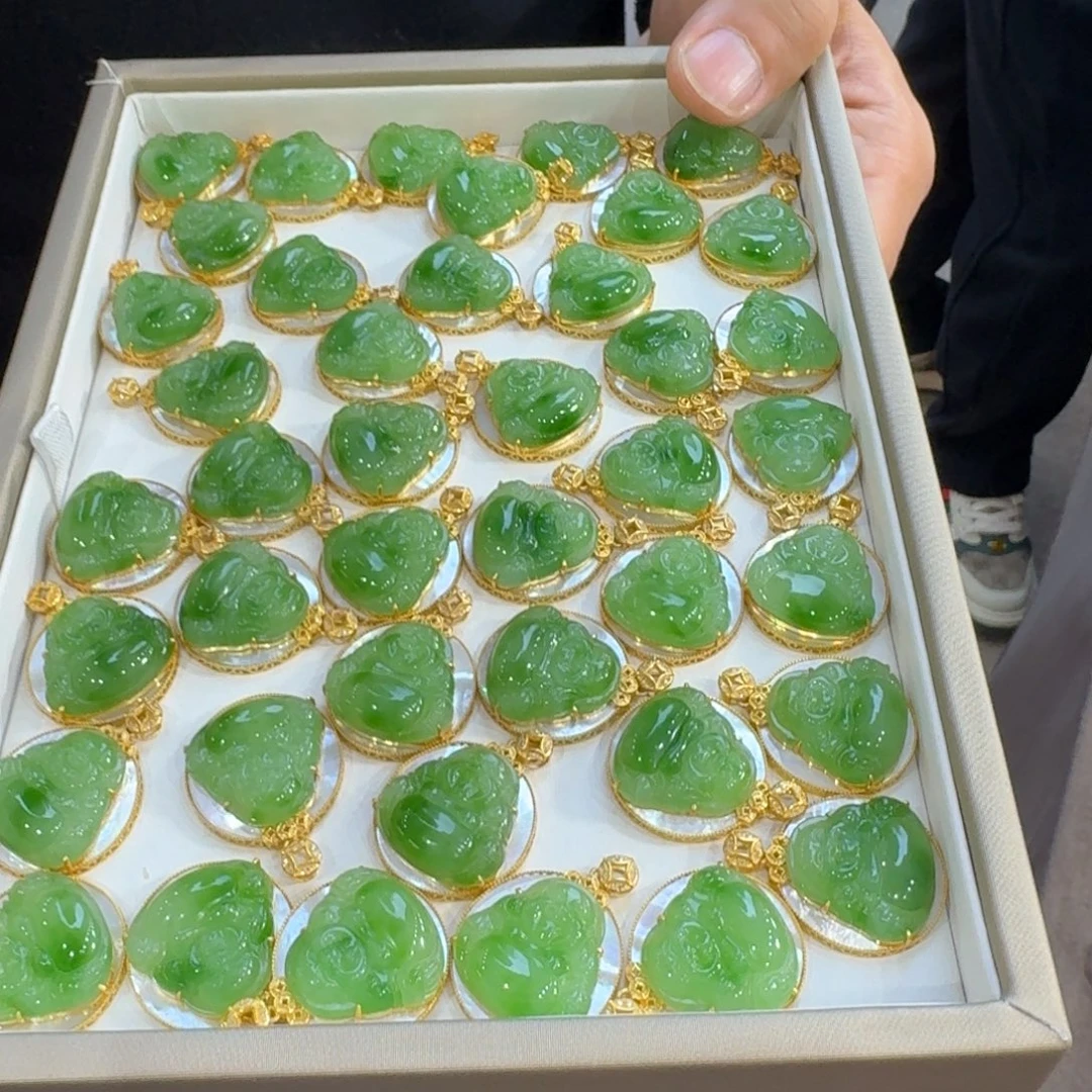 和田玉18K金镶嵌颈饰1225残暴哥代购不退多样性发其一