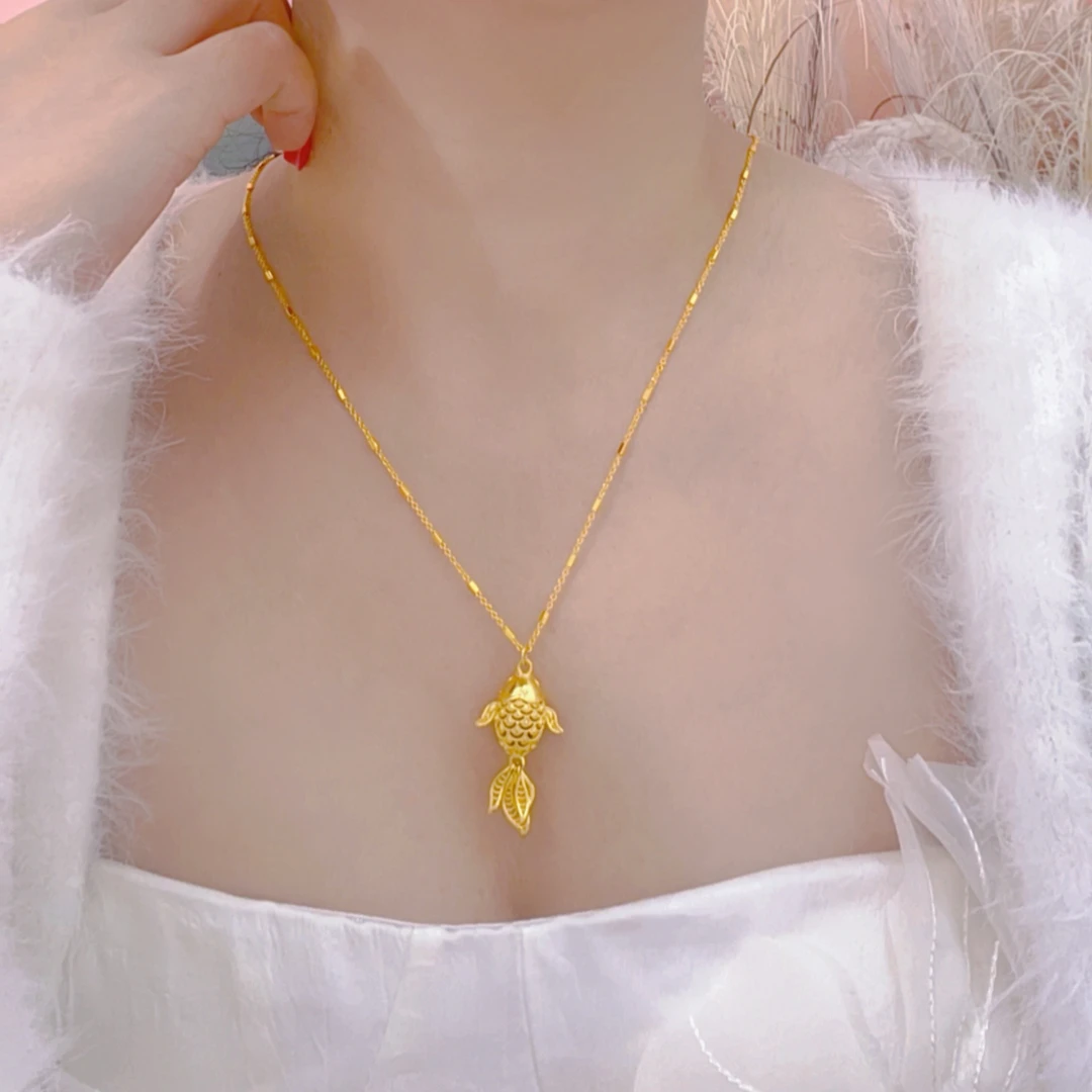 【锦鲤+方块链】好运锦鲤年年有鱼项链 M扣