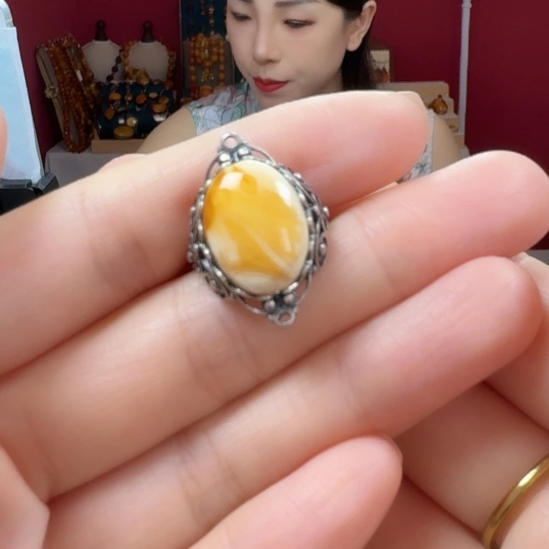 手链蜜蜡银S925镶嵌戒指