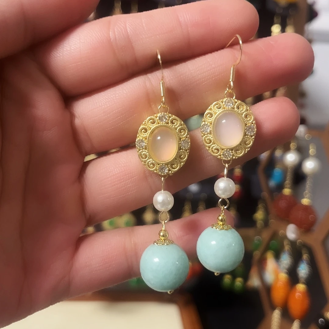 锆石纯铜925银耳饰