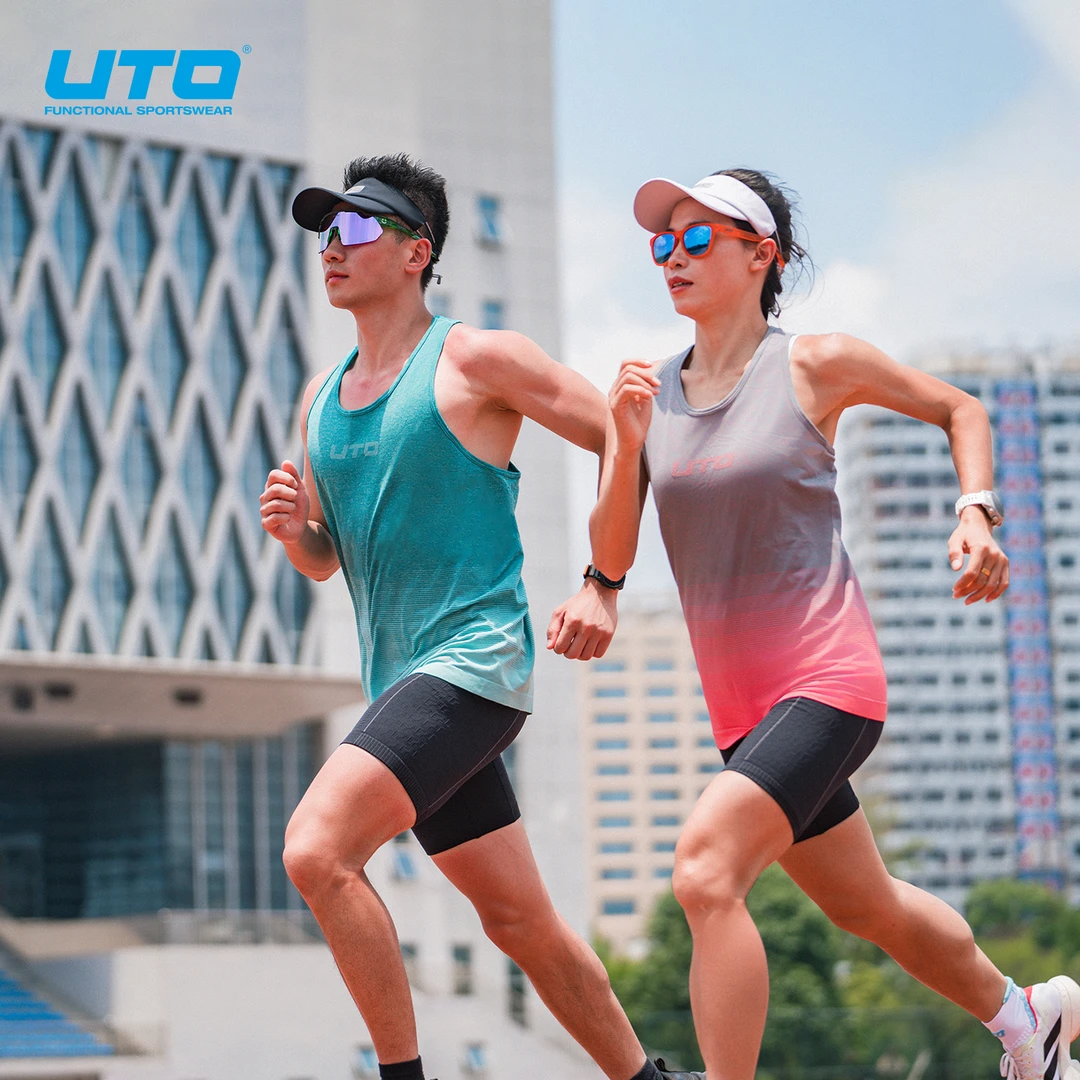 UTO/悠途炫彩款运动背心男女户外运动马拉松训练背心排汗快干T恤