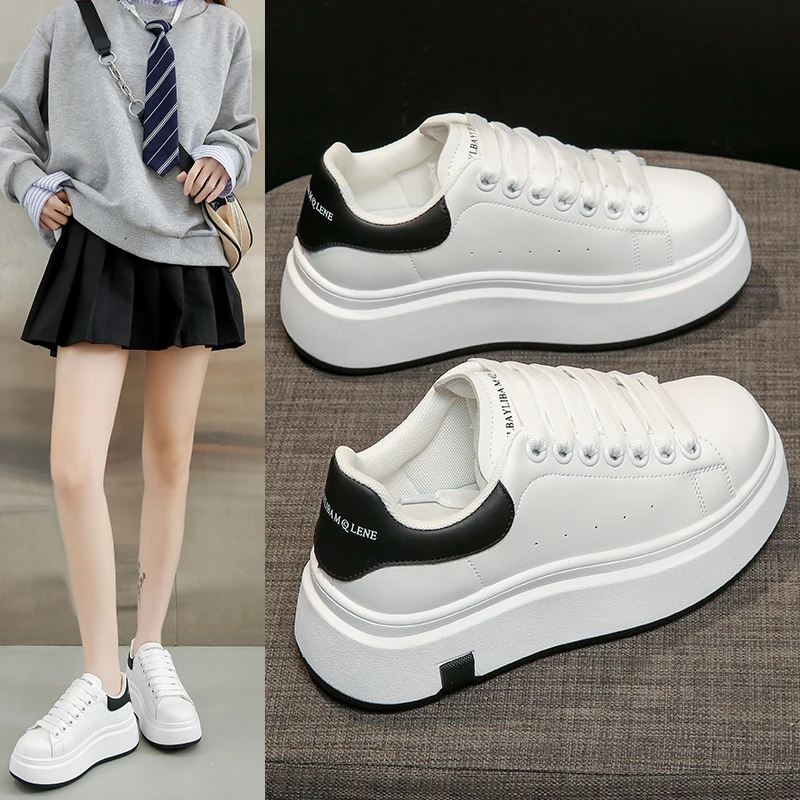 欧洲麦昆小白鞋女春季女鞋2025新款厚底增高小众时尚百搭休闲板鞋