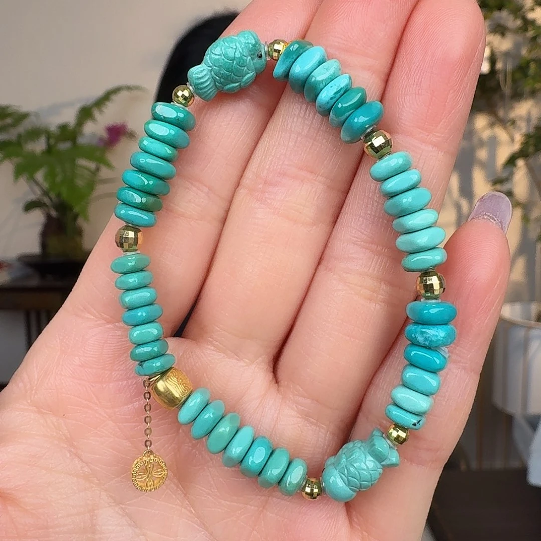 绿松石18K金镶嵌珠宝奇石