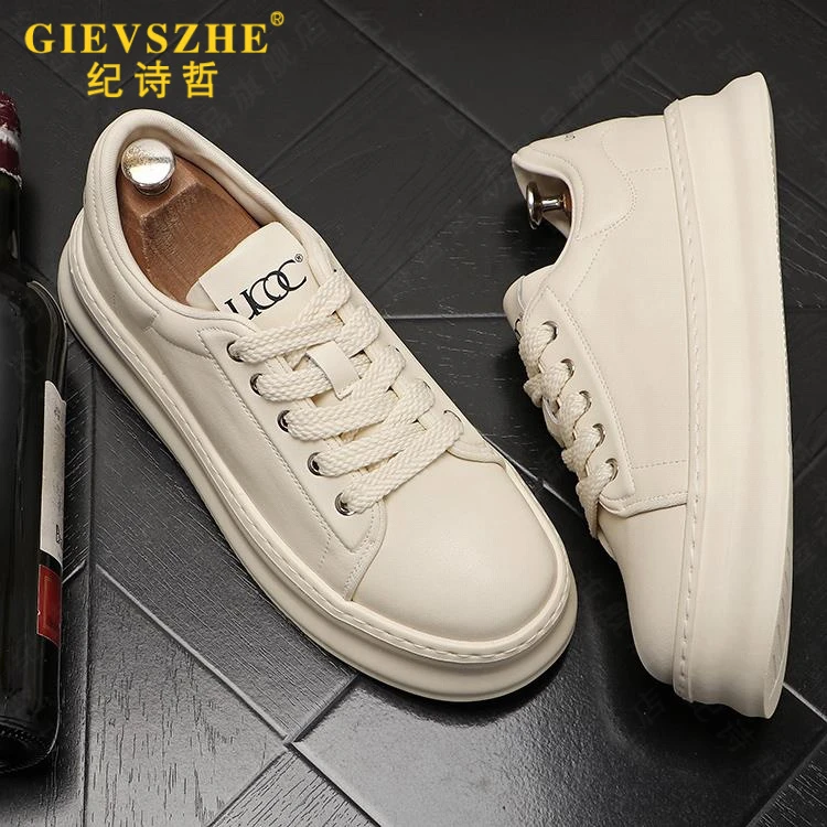 纪诗哲男鞋内增高休闲鞋百搭运动松糕板鞋厚底潮男鞋子简约小白鞋