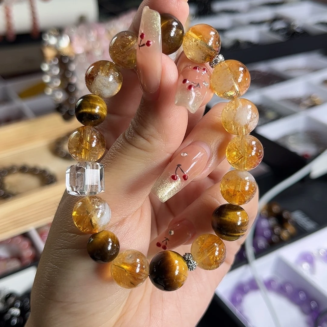 水晶手串未镶嵌黄塔晶 11mm