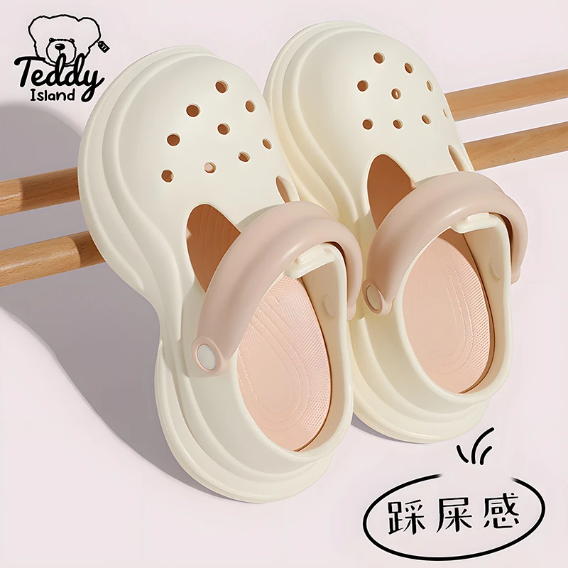 泰迪爱兰夏季女潮流厚底解压防滑简约洞洞鞋皮鞋55037-9020女女款