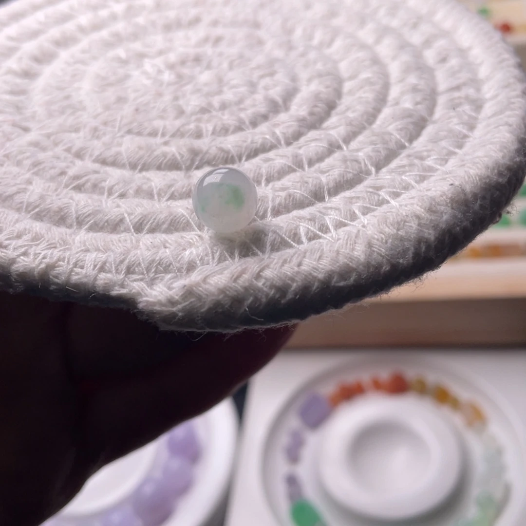 未镶嵌手链翡翠卡8.7白冰飘绿珠