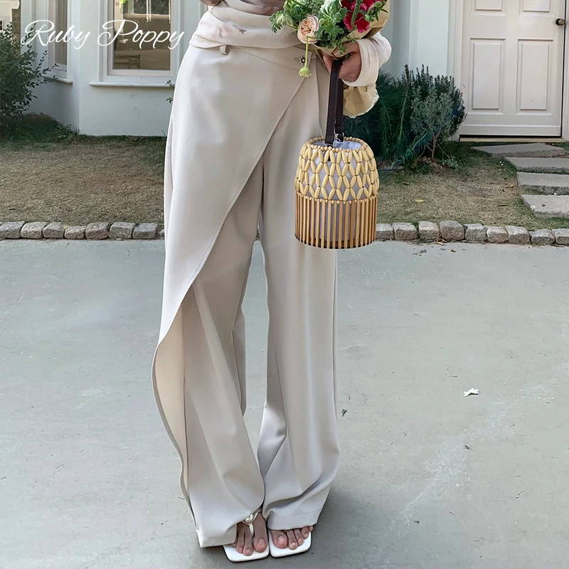 泡面卷儿【出街密码】法式春季简约休闲裤女显瘦阔腿裤JR61901005