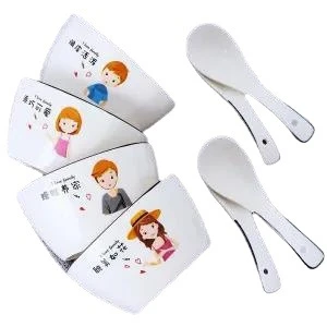 景德镇网红陶瓷碗亲子碗一家三口家用吃饭碗