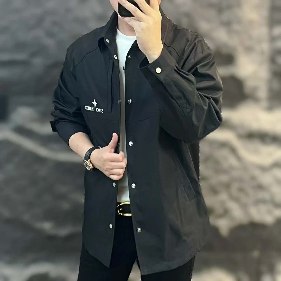 新款高端男士潮流百搭个性胸标休闲夹克A+736