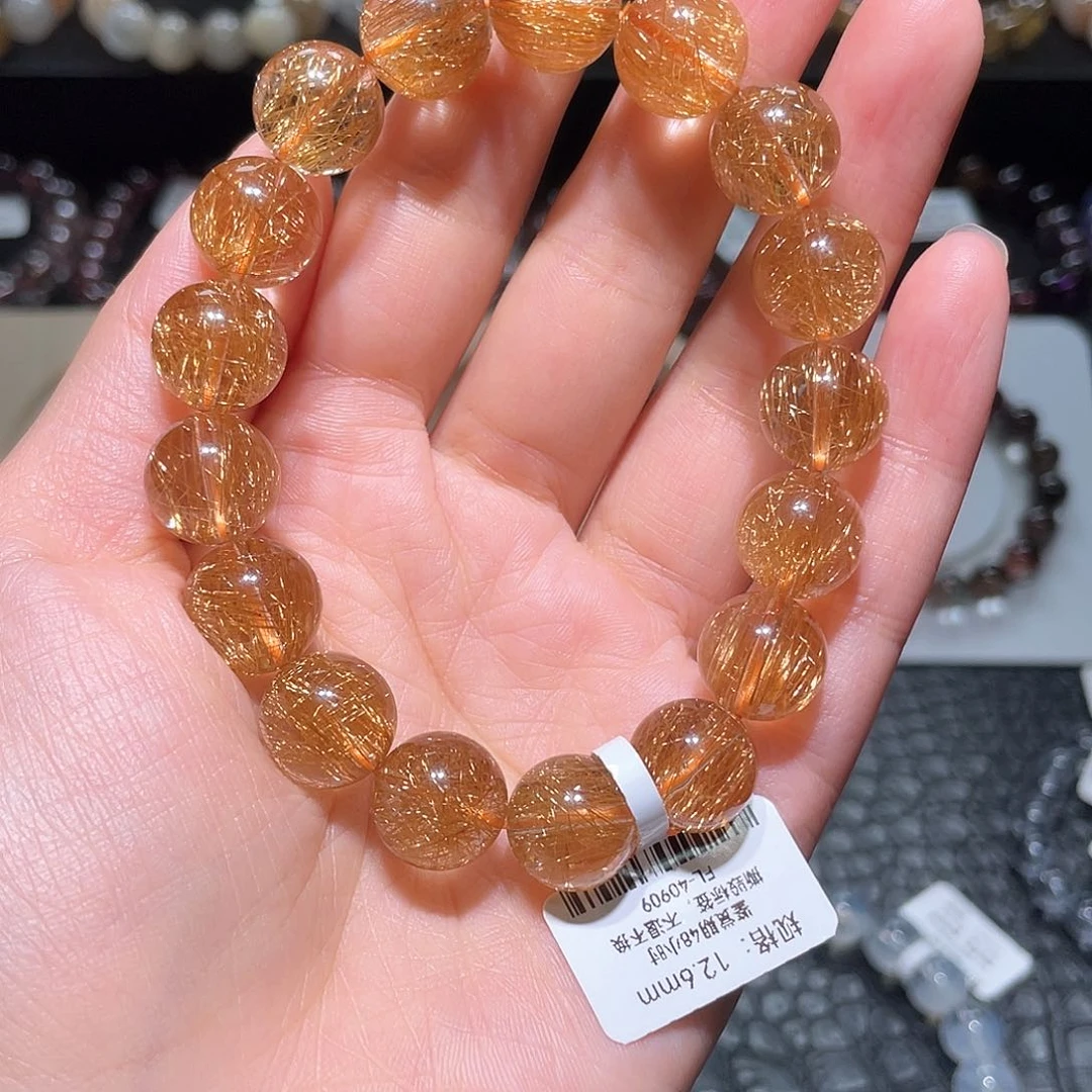 水晶手链未镶嵌铜发晶手链，晶体通透