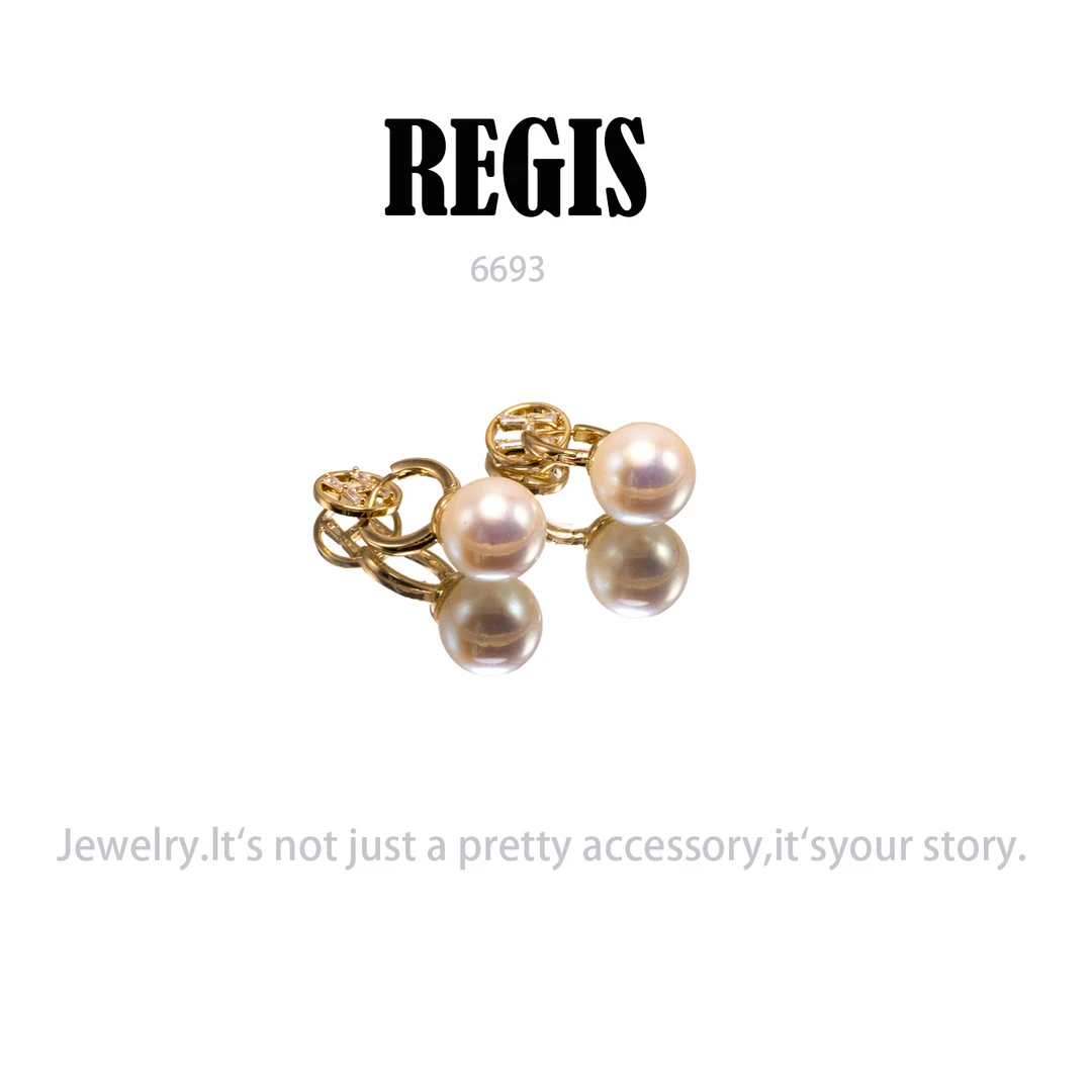 铜合金耳饰 简约镶嵌个性气质耳环小众设计高级感耳饰～6693