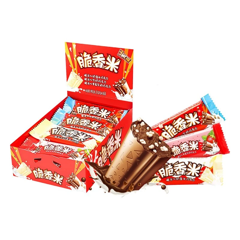 脆香米夹心巧克力混合192盒装脆米心牛奶草莓白巧儿童零食糖果