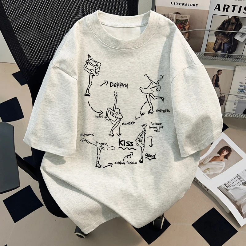 jtrt素描设计感印花短袖T恤男女款2025夏季新款韩系宽松休闲上衣