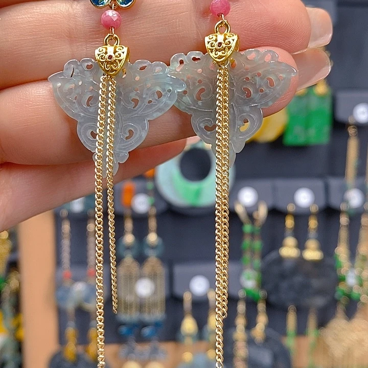 ****界翡翠未镶嵌耳饰翡翠