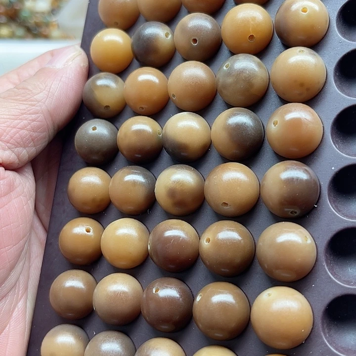 白玉菩提吊坠精品14虎皮纹圆珠50颗