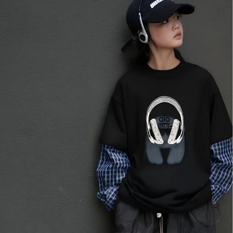 2025新款男童秋季韩版假两件卫衣拼接宽松百搭圆领长袖卫衣潮