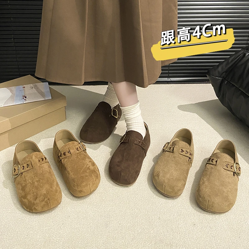 厚底勃肯鞋女2025秋季新款内增高乐福鞋一脚蹬平底休闲鞋博肯单鞋