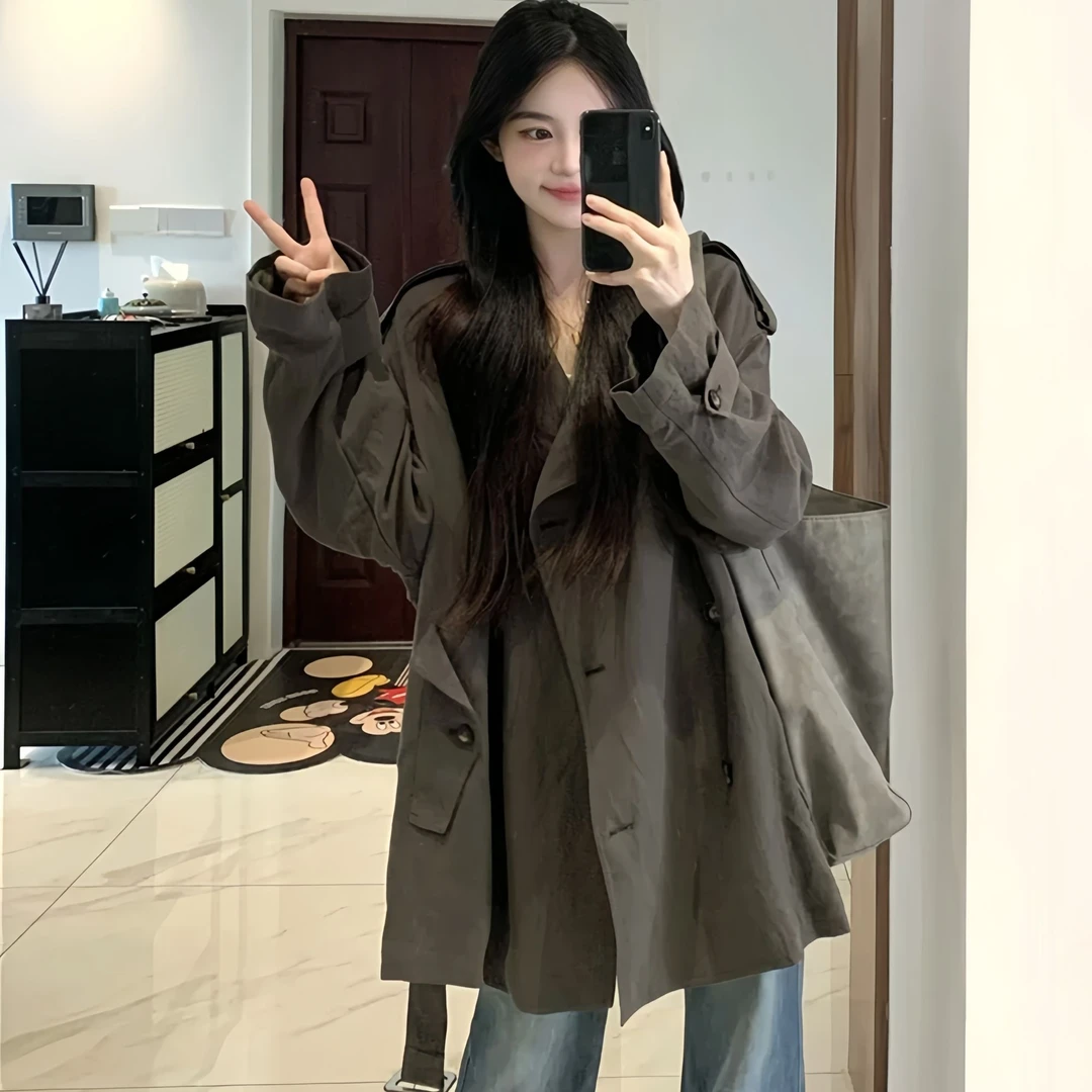 短款宽松风衣外套女2025春秋季新款小个子巨好看薄款韩版韩系休闲