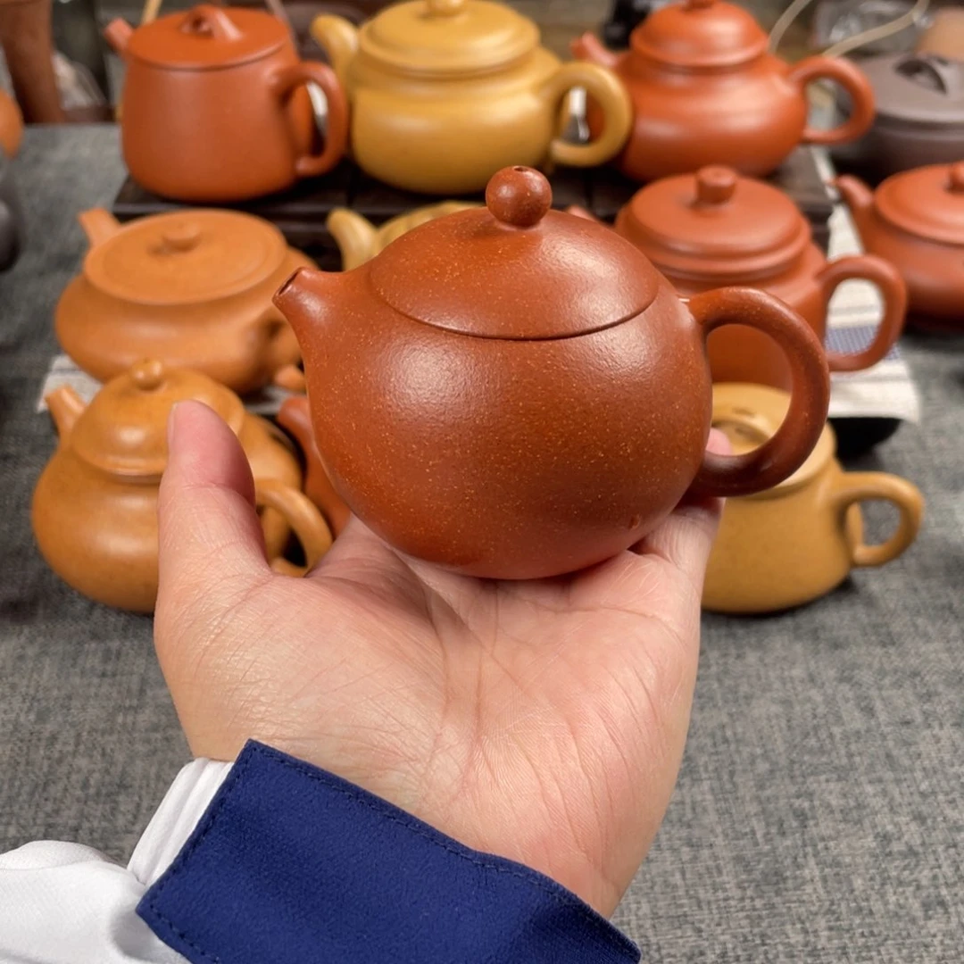 紫砂茶壶红降坡西施全手40目150