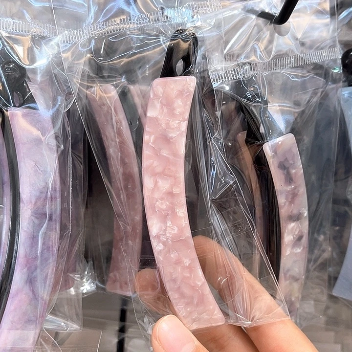 皮质铁合金粉色醋酸香蕉夹