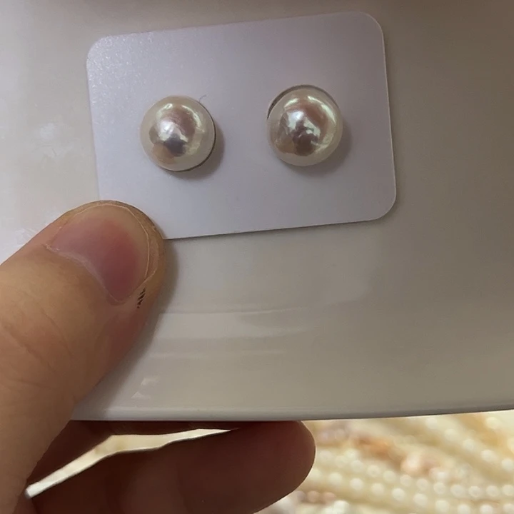 银S925镶嵌淡水珍珠耳饰