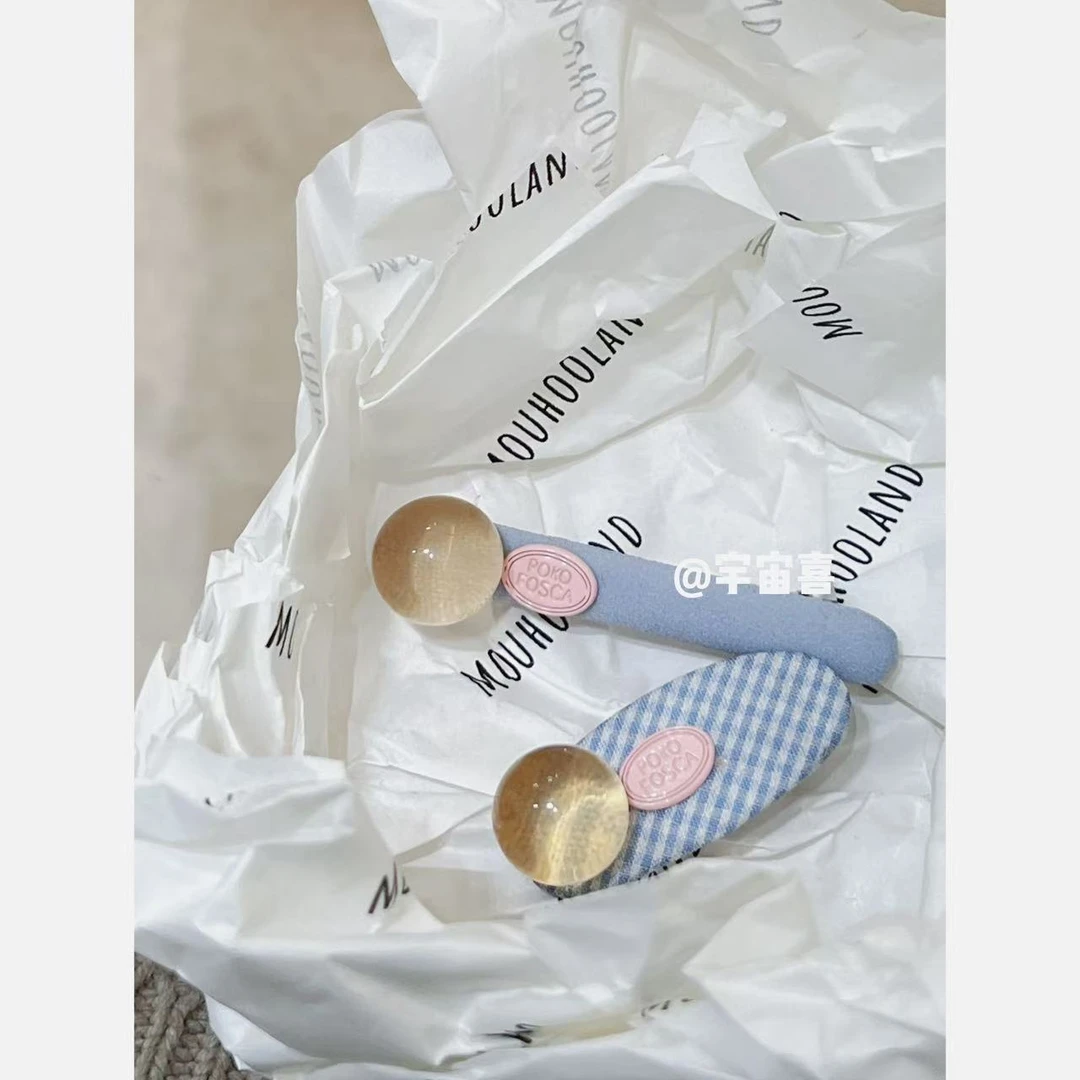 M5-118 【醋酸糖豆奶油系布艺字母发夹】橘黄色