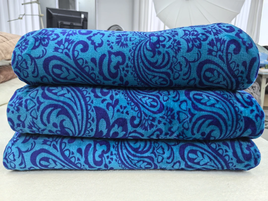 蓝腰果花云毯珊瑚绒牛奶绒毛毯床单床上用品双人