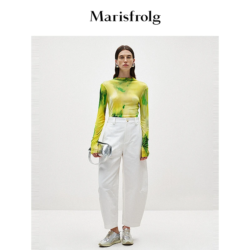 Marisfrolg/玛丝菲尔春夏白色时尚休闲简约百搭显瘦裤子A1EG14095